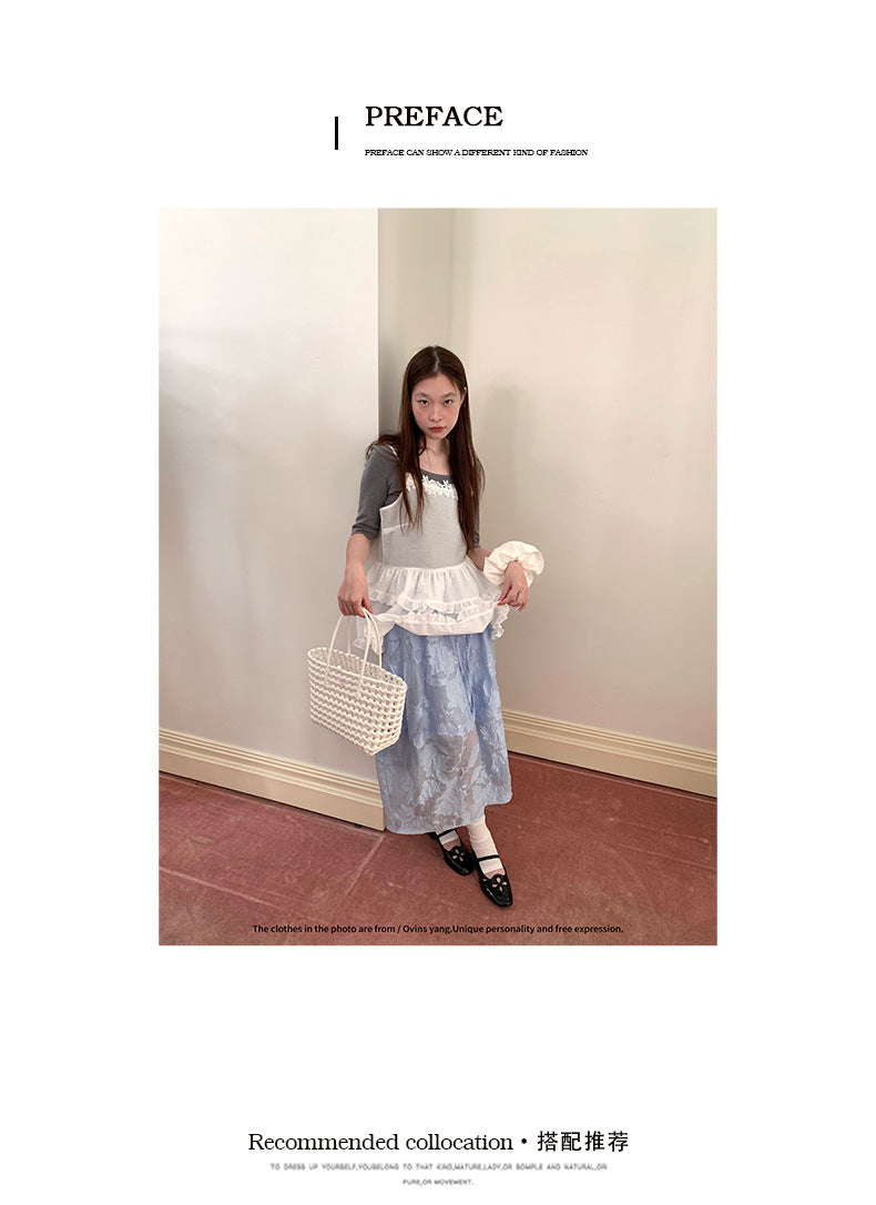 花柄　レース刺繍 ボーリュームスカート