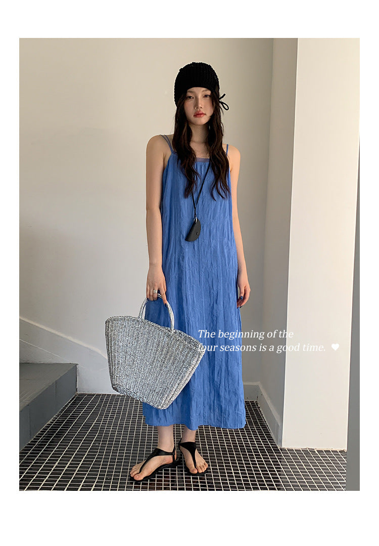 韓国風シンプルキャミワンピー