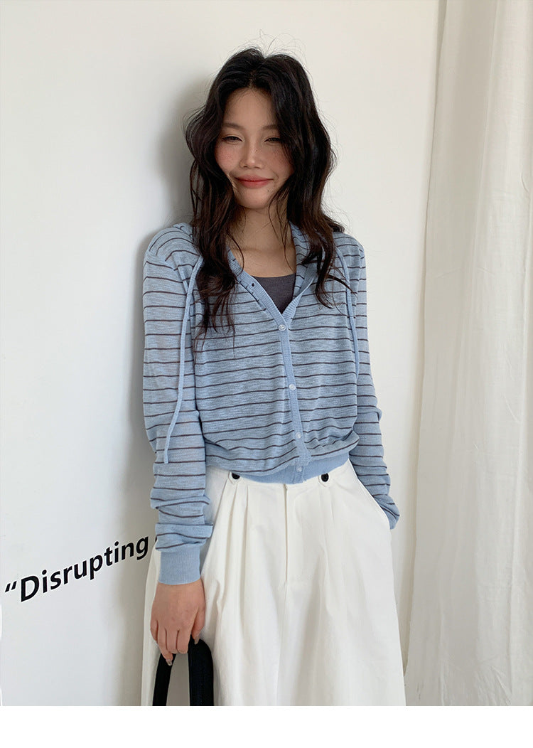 ストライプ レイヤード ニットトップス