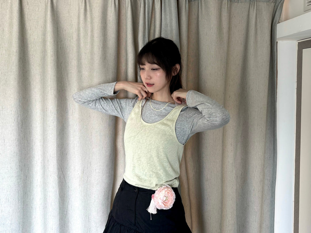 ペーパータッチ Uネック タンクトップ