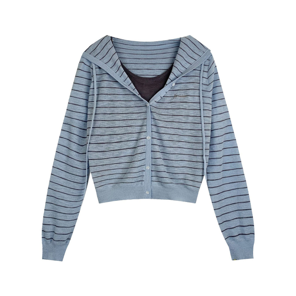 ストライプ レイヤード ニットトップス