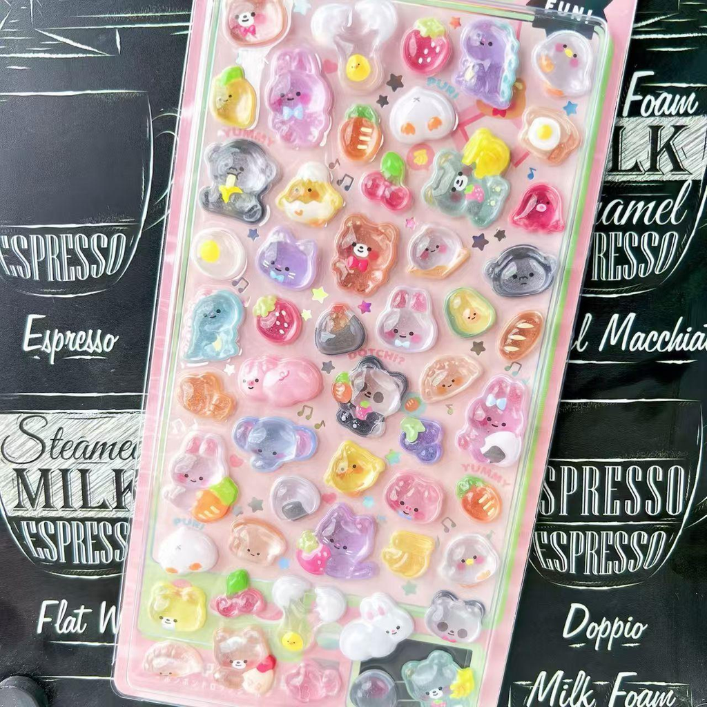 量って売ります。100グラムから購入できます。(ショップにあるシール)  全種類量り売り可愛いぷくぷく どんどんドロップ 3d シール 多種類 全年齢向け 量販